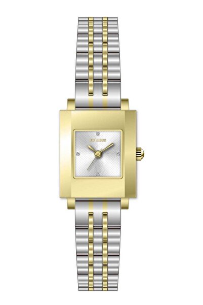 Furious Quartz Women's Two-Tone Stainless Steel Square Gold-Bezel Watch