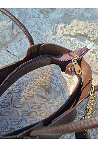 VİCTORİA POLO Victoria & Polo Women's Hand and Shoulder Bag with Mini Wallet Detail