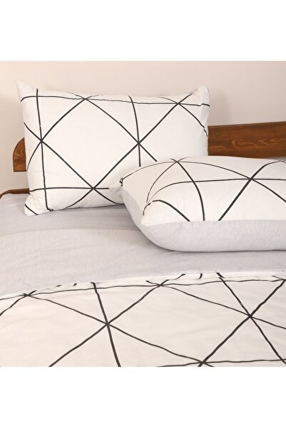 Gloriys Home & Decor Geometric Pattern Double Bed Sheet Set Flat Sheet Gray Color