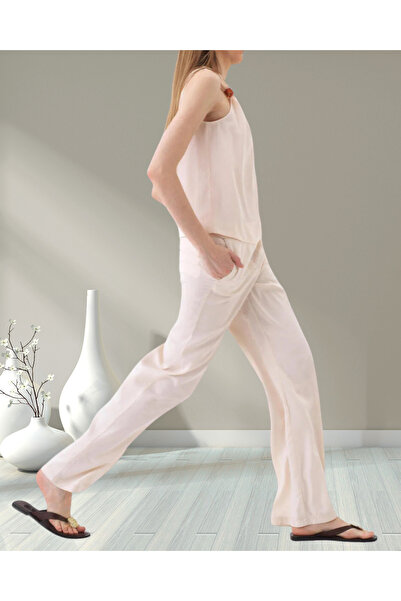 MinervaXint Women's Oversized Lyocell Fabric Button and Zipper Closure Wide Leg Trousers