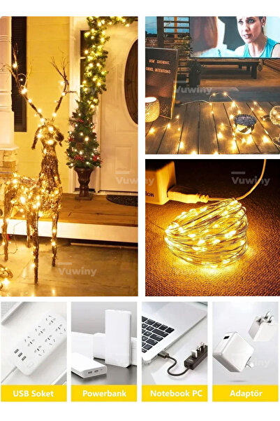 USB Çok Amaçlı Ev Yatak Odası Noel Dekoratif Aydınlatma Gümüş Tel Peri Led Işık