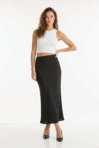 UTOPIAN Yüksek Bel Saten Etek