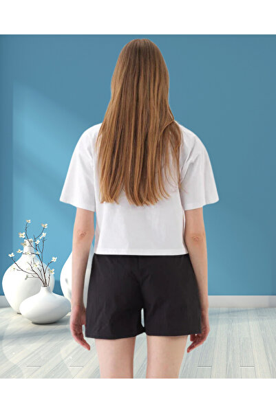 MinervaXint Women's Crew Neck Oversized Front Patterned Knitted Fabric Cotton T-Shirt