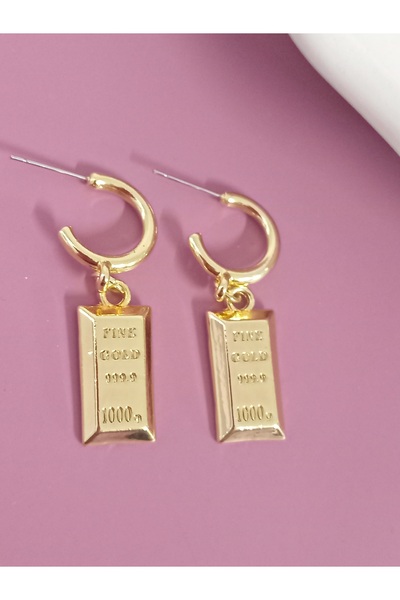 mos&more Gold Külçe Altın Kadın Küpe