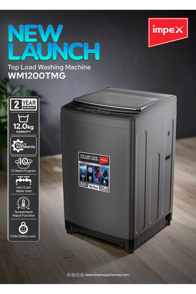 İMPEX 12Kg Fully Automatic Top Load (WM1200TMG)