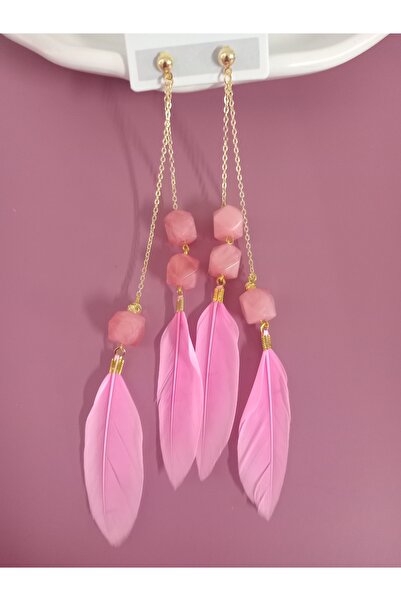 mos&more Pink Feather Lightweight Stylish Earrings
