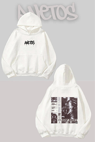 Anetos Φούτερ Asap Rocky Back με τύπωμα Λευκό με κουκούλα
