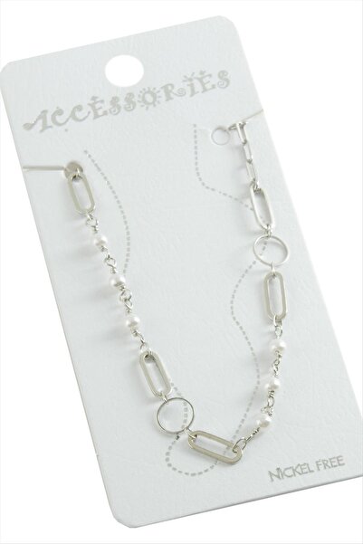 CT STONES Oval Chain Pearl Anklet