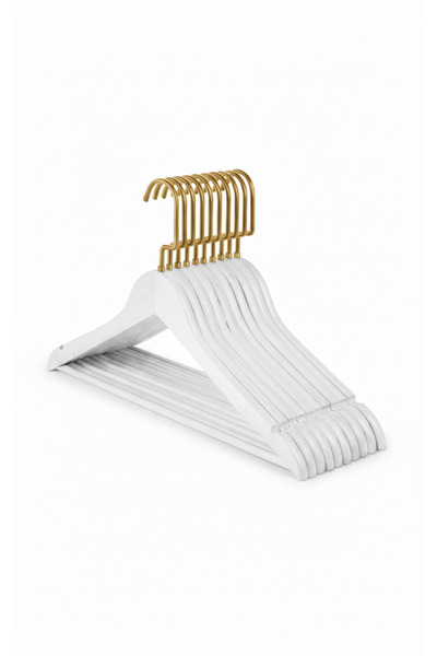 Faravis Atelier Ahşap Askı Kıyafet Elbise Ve Gömlek Askısı 24 Adet Premium (ÖZEL AMERİKAN KANCALI) - GOLD