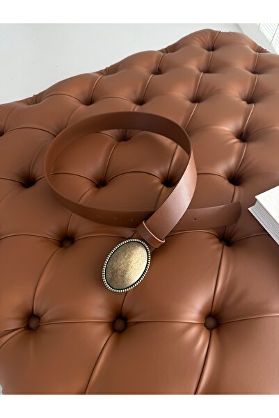 coaksco Γυναικεία αντίκα ζώνη με αγκράφα καφέ χρώματος