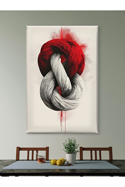 ESLEM KIRMIZI VE BEYAZ BAĞ - KUTSAL DÜĞÜM - MODERN BASKI KANVAS TABLO