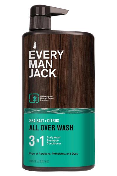 Every Man Jack شامبو وبلسم وجل استحمام 3 في 1 بملح البحر والحمضيات 852 مل