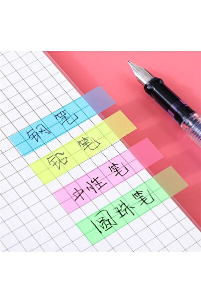 NaSaDAN 5 Renk Şeffaf Neon Yapışkan Ayraç Seti – Fosforlu Not ve Sayfa İşaretleyici – Postit