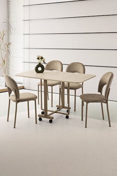 Sweet Home Masa Sandalye Katlanır Lizbon Metal Portatif Tekerlekli Masa 4 Ade...