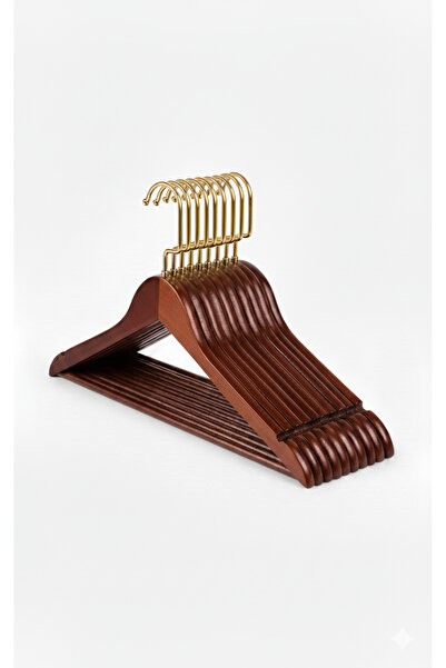 Faravis Atelier Ahşap Askı Kıyafet Elbise Ve Gömlek Askısı 24 Adet (ÖZEL AMERİKAN KANCALI) - GOLD