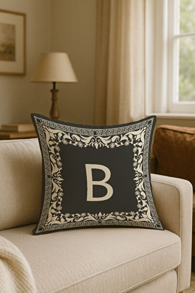 LadiesHome حروف B باللون البيج - غطاء وسادة ديكور أرضي بلون الأنثراسيت، غطاء ...