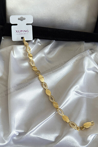 Bessence Jewelry Co Xuping 14K Gold Pave Bağlantı Çelik Bileklik - 17+2CM AYARLANABİLİR