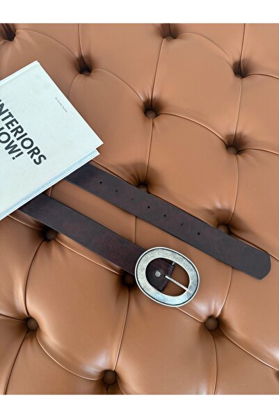 coaksco Women's Large Oval Buckle Rustic Burgundy Color Belt