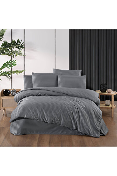 ALE HOME Double Satin Duvet Cover Set Anthracite