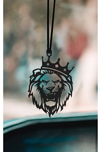 VENON زخرفة مرآة الرؤية الخلفية المعدنية على شكل الأسد الملك، تعليقة معدنية ل...