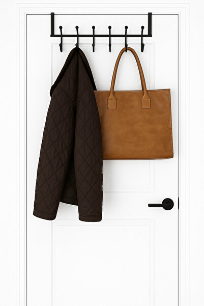 RİYA HOME Siyah 12 Kancalı Kapı Arkası Askılık, Kapı Askısı, Banyo Askısı, Elbise Askısı