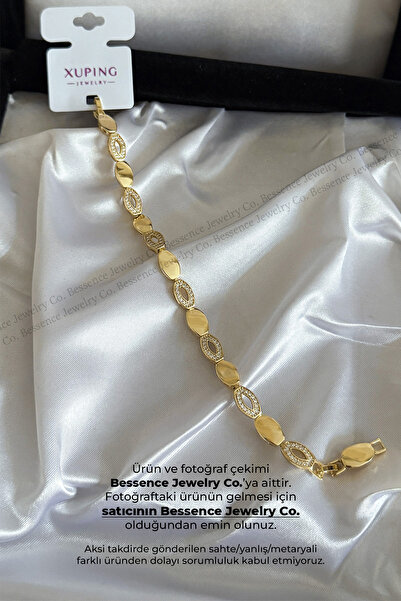 Bessence Jewelry Co Xuping 14K Gold Pave Bağlantı Çelik Bileklik - 17+2CM AYARLANABİLİR