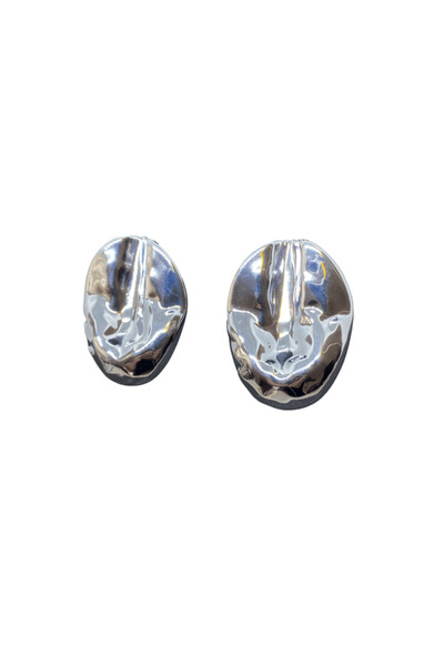 FM Organic Form Shiny Silver Color Stylish 316L Light Steel Earrings |   Spec...