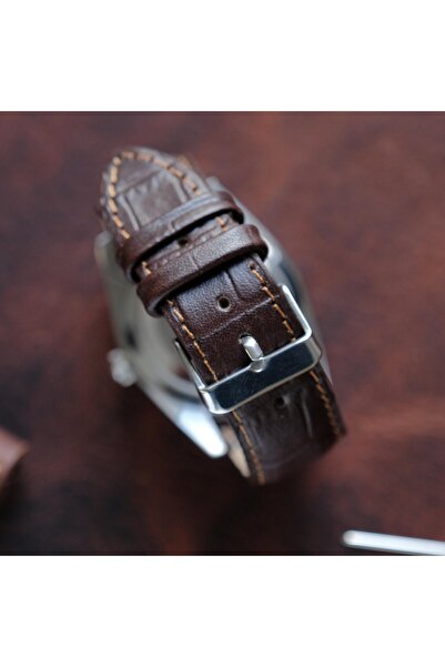 Yaydan Deri Aksesuar 20mm Kahverengi Croco Bombeli Kordonn