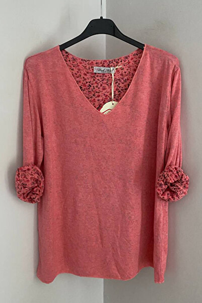 AYASOFYA OTANTIK بلوزة نسائية إيطالية بياقة على شكل حرف V من الفيسكوز المخلوط...