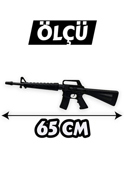 YILDIRIM OYUNCAK Metal Kapsül Atan 65 CM Büyük Boy 144 Paket Kapsül Hediyeli Metal Görünümlü Sesli Oyuncak Tüfek