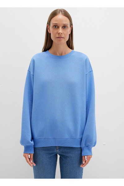 Mavi loose fit (bol rahat) kesim basic sweatshirt