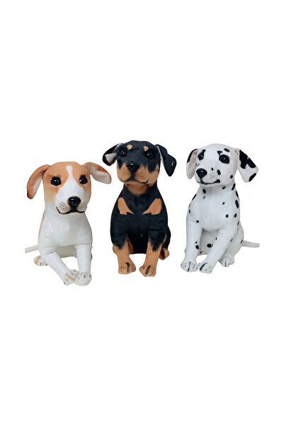 Numaca Peluş Oturan Sevimli Köpek Oyun Arkadaşı Peluş Köpek Gerçeksi Görünüm Benekli ve Çok Renkli 35 cm