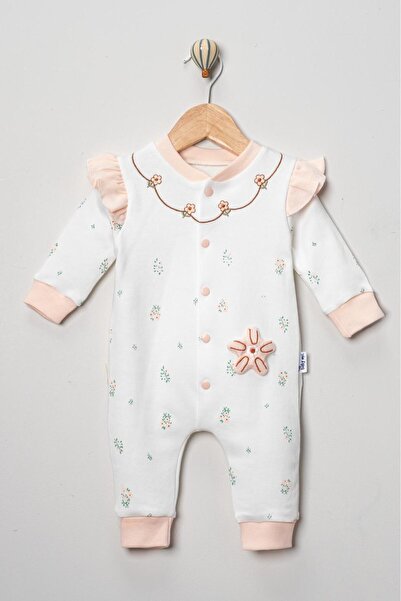 mandalinsbaby Flower-Detail Embroidered Baby Girl Romper