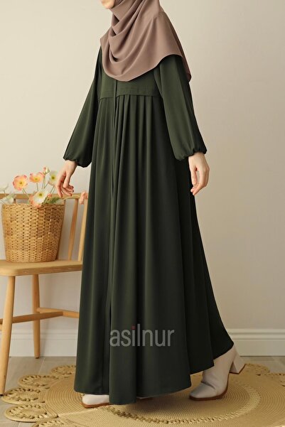 ASİLNUR Ebrar Pleated Dress Khaki