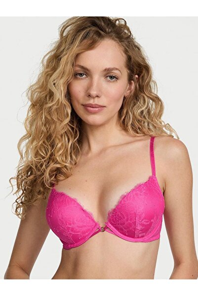 Victoria's Secret حمالة صدر من الدانتيل الوردي من Bombshell مقاسين تظهر أكبر