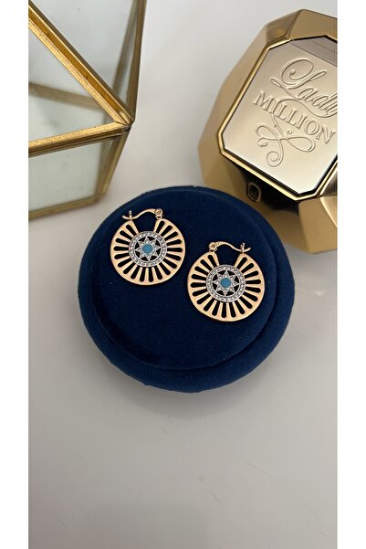 SU PERİSİ TAKI BİJUTERİ أقراط دائرية من XUPING مطلية بالذهب مع تفاصيل نجمة من...