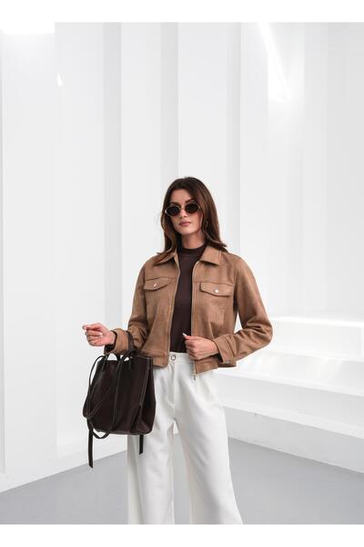 Elenova Cep Detaylı Süet Kadın Ceket