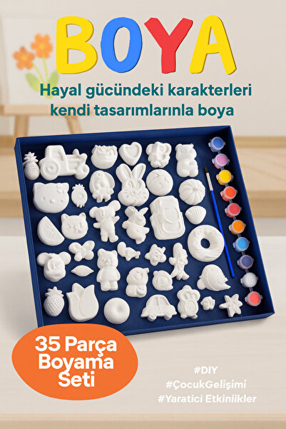 modacepte 35 Parça Alçı Boyama Seti – Çocuklar İçin Mini Sanat & Aktivite Kit...