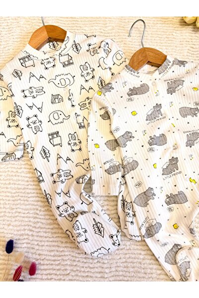 VANİLLİA Organic 100% Cotton Printed Piece Romper Set Newborn Set 0-3/3-6 Months