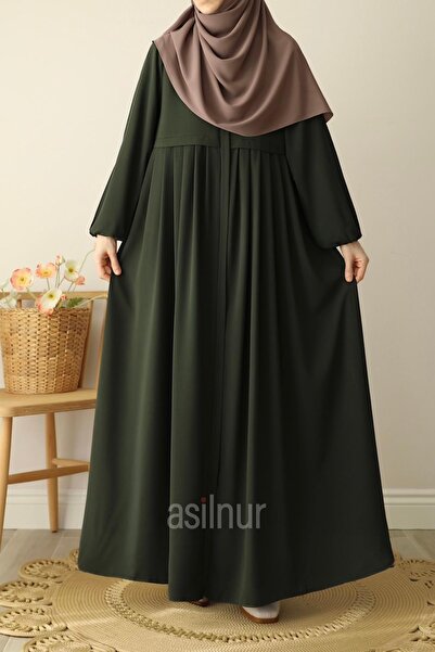 ASİLNUR Ebrar Pleated Dress Khaki