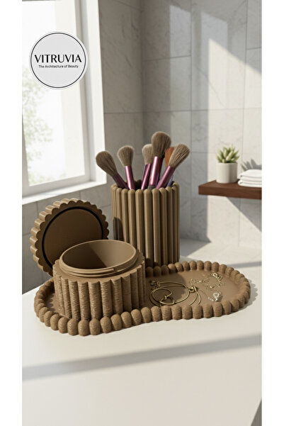 VITRUVIA مجموعة منظم مكياج مكونة من 3 قطع