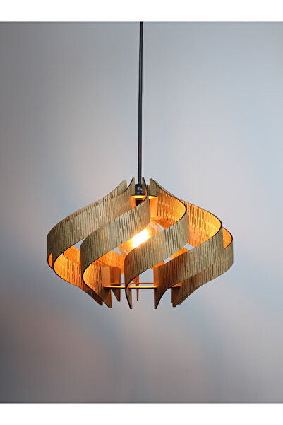 Icon Fırıldak Rustik Modern O.Odası, Bebek Salon, Mutfak,Hediyelik Sarkıt E27 Ampül Uyumlu Ahşap Avize