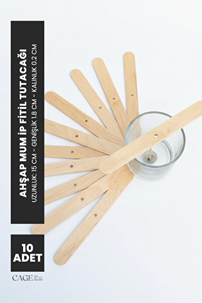 Cageartstudio Ahşap Mum İp Fitil Tutucu 10 Adet - Mum Fitili Dengeleyici 10 Adet
