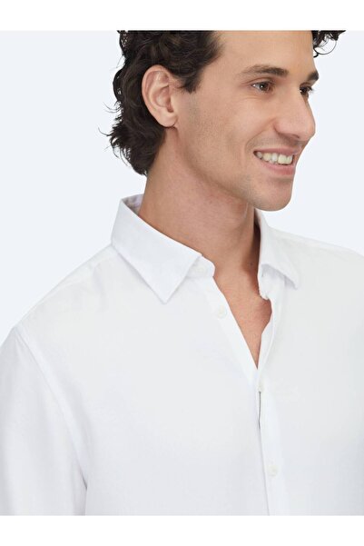 Kip Cămașă casual țesută albă, cu ajustare normală