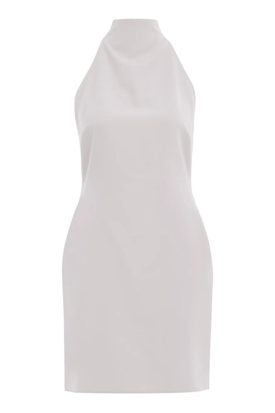 Keikei Beyaz Krep Kolsuz Kısa Elbise