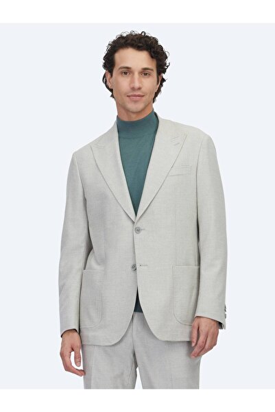 Kip Gray Patterned Comfort Fit Knitted Suit