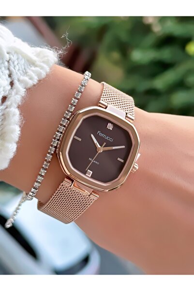 Ferrucci Steel Mesh Strap Women's Watch 3 Atm Waterproof 2 Years Mechanism Warranty + Bracelet as a Gift