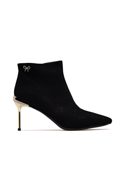 Guja Women's Stone Detailed Thin Heel Boots 25K 25K417 Z Black