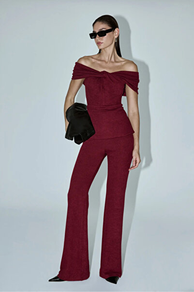 Keikei Bordo Kısa Kol Uzun Tulum