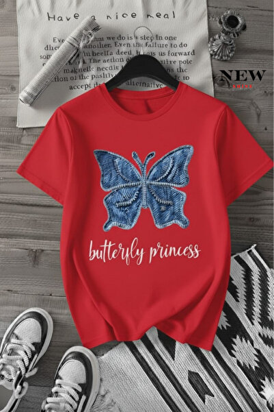 New Shine تي شيرت الأميرة الفراشة مطبوع قصة فضفاضة